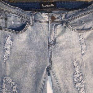 Women's Ripped Light Blue Skinny Jeans